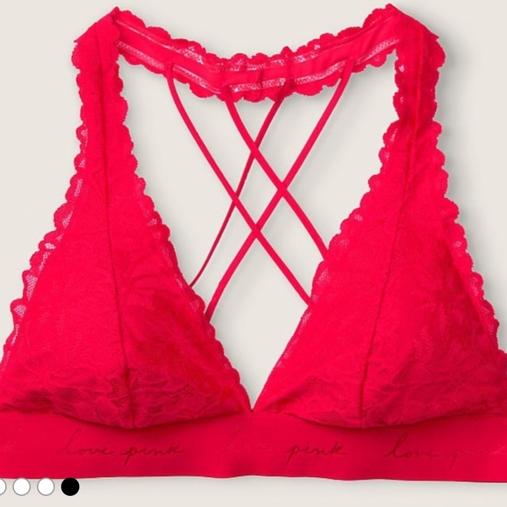 Victoria's Secret Bright Red Lace Bralette with Strappy Back